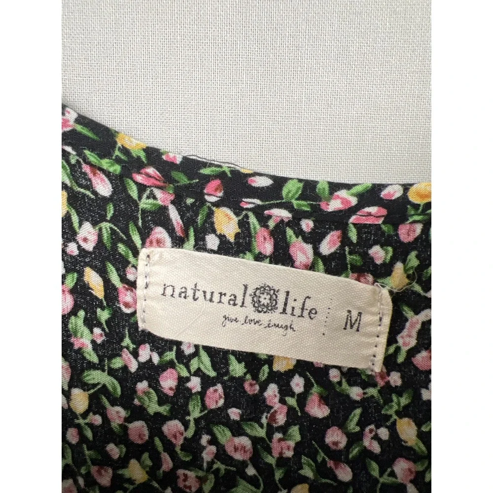 Natural Life Tiered Maxi Dress Womens Medium Multi Color Floral Boho Rayon